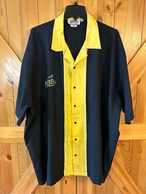 Vintage Cruisin USA Two Tone Black Yellow Mr Billy.  Bowling Shirt 5XL (0730)